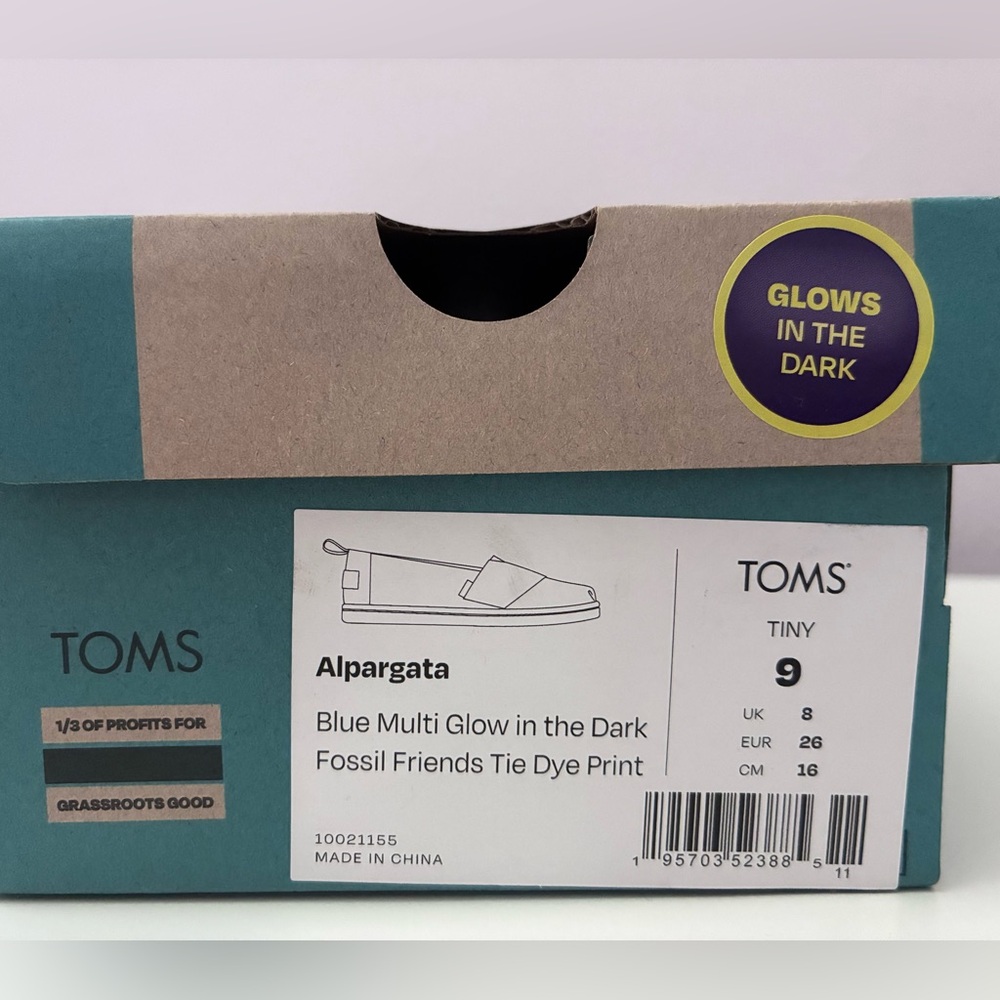 TOMS Alpargata Size 9 Glow-in-the-Dark Dinosaur Shoes - Picture 7 of 7